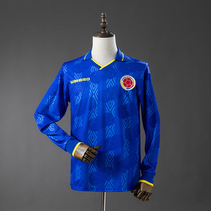 Camisola Manga Comprida Colombia 1994 Alternativa Azul Versão Adepto