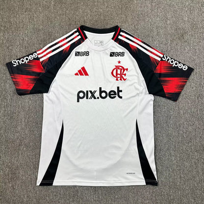 Camisola CR Flamengo 2025-26 Alternativa Branca Versão Adepto Todos Patrocinadores