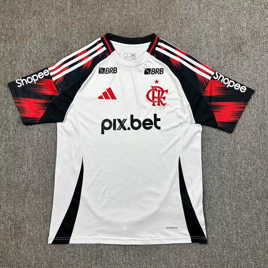 Camisola Flamengo 2025-26 Alternativa Branca Versão Adepto Todos Patrocinadores