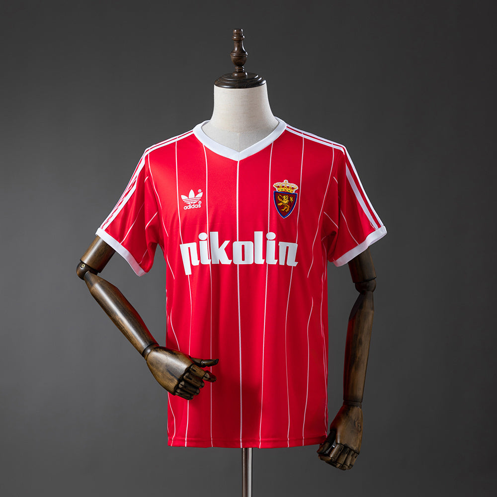 Camisola Real Saragoça 1983-84 Alternativa Vermelha Versão Adepto
