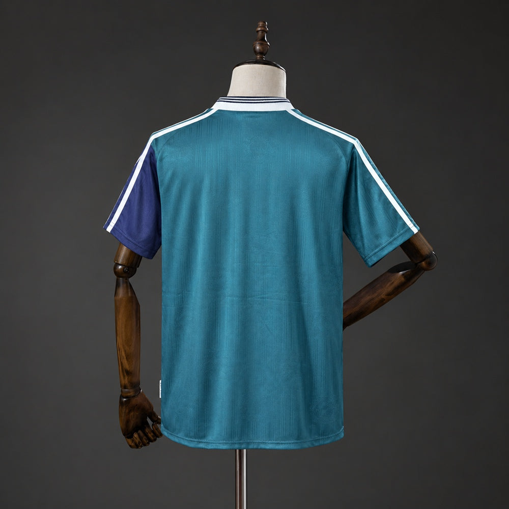 Camisola Bayer 04 Leverkusen 1997-98 Alternativa Azul Versão Adepto