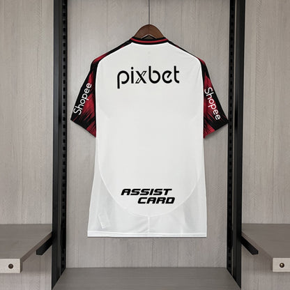Camisola CR Flamengo 2025-26 Alternativa Branca Versão Adepto Todos Patrocinadores