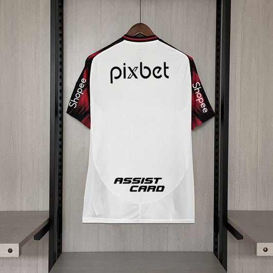 Camisola Flamengo 2025-26 Alternativa Branca Versão Adepto Todos Patrocinadores