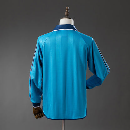 Camisola Manga Comprida Real Madrid 1999-00 Alternativa Azul Versão Adepto