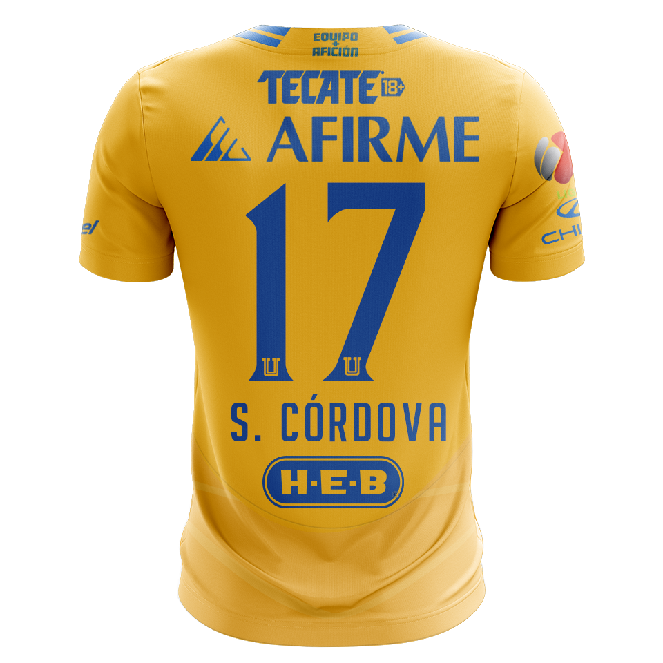 Camisola Tigres 2024-25 Principal Versão Adepto S. CÓRDOVA #17