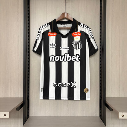 Camisola Santos FC 2026-27 Alternativa Preta/Branca Versão Adepto Todos Patrocinadores