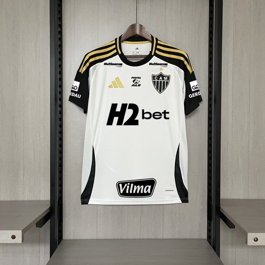 Camisola Atlético-MG 2025-26 Alternativa Branca Versão Adepto Todos Patrocinadores