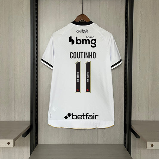 Camisola Vasco da Gama 2025-26 Alternativa Branca Versão Adepto Todos Patrocinadores COUTINHO #11