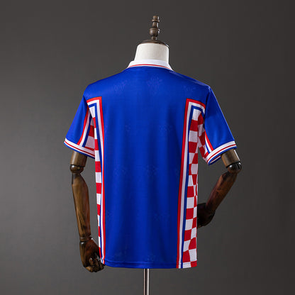 Camisola Croacia 1998 Alternativa Azul Versão Adepto