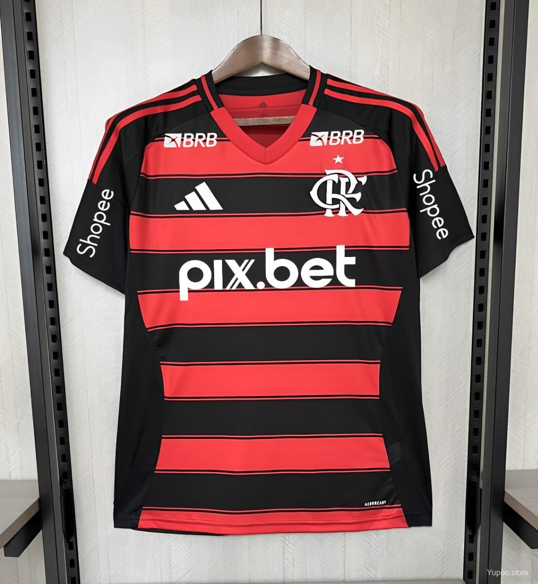 Camisola CR Flamengo 2025-26 Principal Versão Adepto Todos Patrocinadores