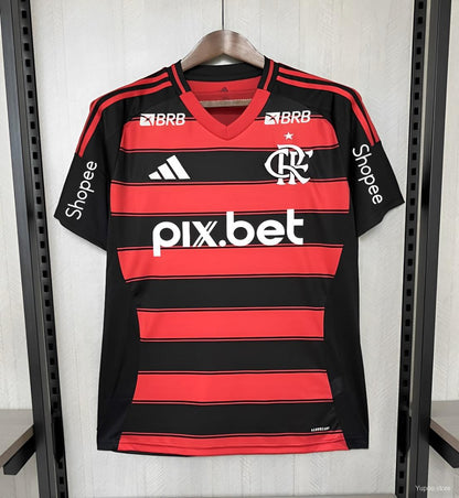 Camisola CR Flamengo 2025-26 Principal Versão Adepto Todos Patrocinadores