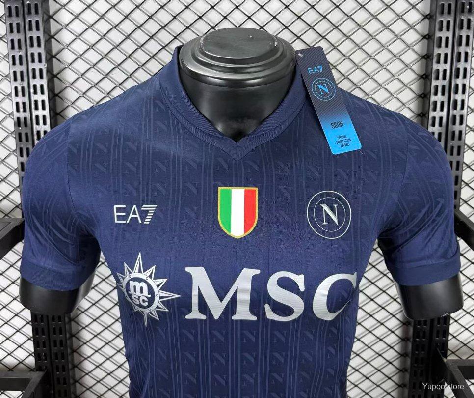 Camisola Napoles 2025-26 Alternativa Azul UCL Versão Jogador