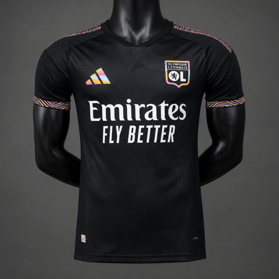 Camisola Olympique Lyon 2026-27 Alternativa Preta Versão Jogador