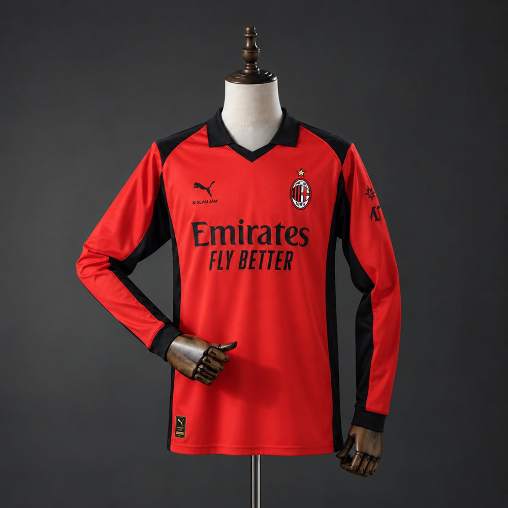 Camisola Manga Comprida Ac Milan 2026-27 Alternativa Vermelha Versão Adepto