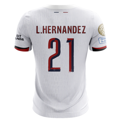 Camisola FC Paris Saint-Germain 2025-26 Alternativa Branca CWC Versão Adepto L. HERNANDEZ #21