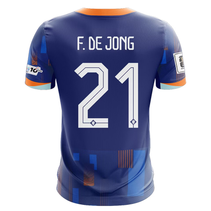 Camisola Paises Baixos 2024 Alternativa Azul Versão Adepto F. DE JONG #21