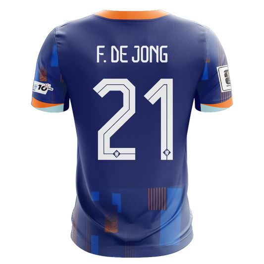 Camisola Paises Baixos 2024 Alternativa Azul Versão Adepto F. DE JONG #21