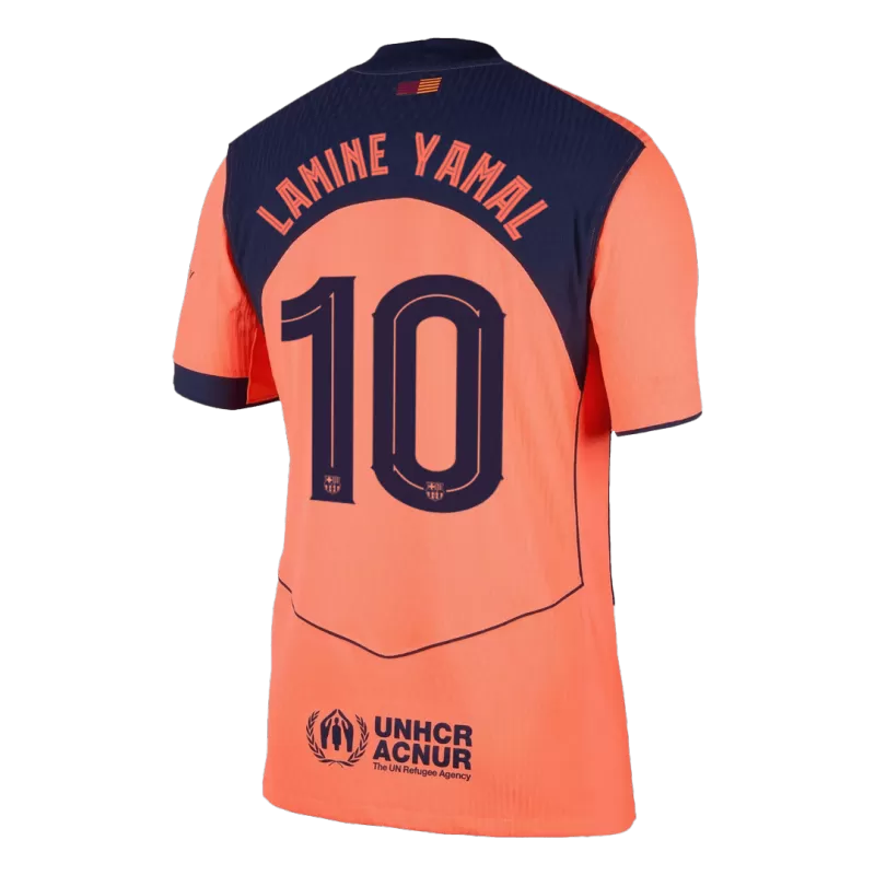 Camisola FC Barcelona 2025-26 Alternativa Laranja UCL Versão Adepto LAMINE YAMAL #10