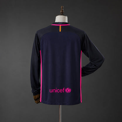 Camisola Manga Comprida FC Barcelona 2016-17 Alternativa Azul Versão Adepto
