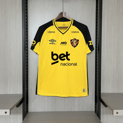 Camisola SC Recife 2025-26 Alternativa Amarela Lisa Versão Adepto Todos Patrocinadores