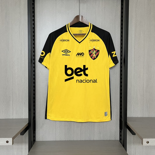 Camisola SC Recife 2025-26 Alternativa Amarela Lisa Versão Adepto Todos Patrocinadores