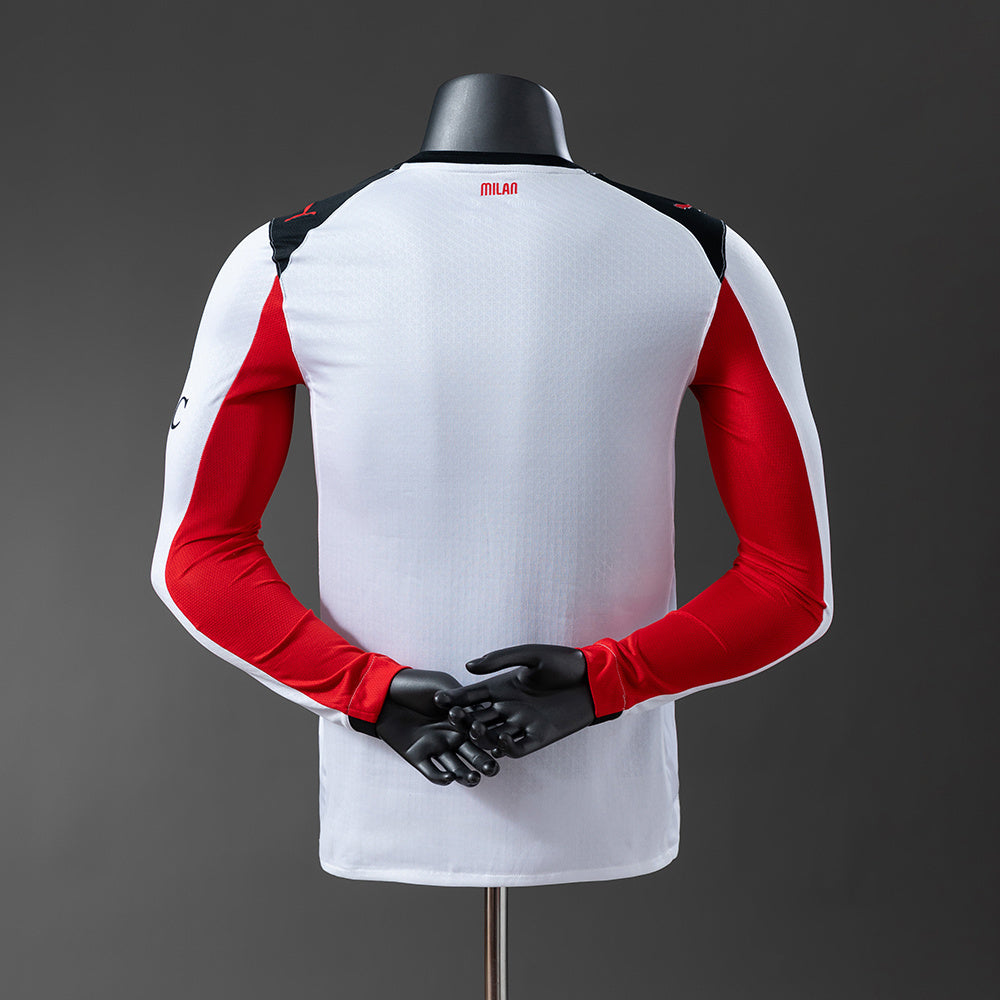 Camisola Manga Comprida Ac Milan 2025-26 Alternativa Branca Versão Jogador