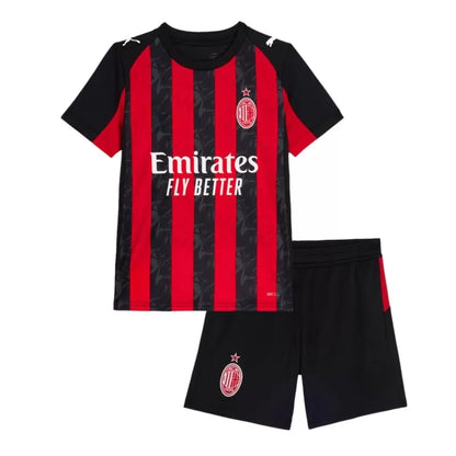 Kit Criança AC Milan 2025-26 Principal RAFA LEÃO #10 (Entrega Imediata)