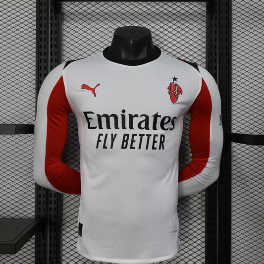 Camisola Manga Comprida Ac Milan 2025-26 Alternativa Branca Versão Jogador