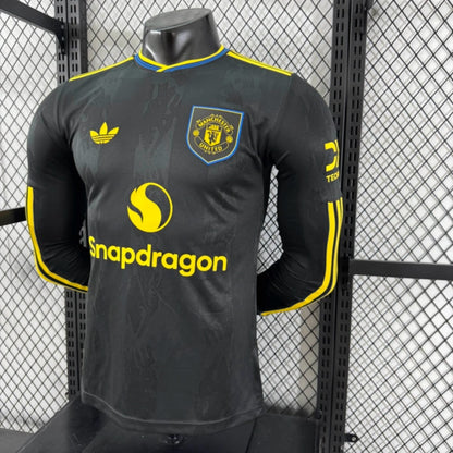 Camisola Manga Comprida M-United 2025-26 Alternativa Preta Versão Jogador