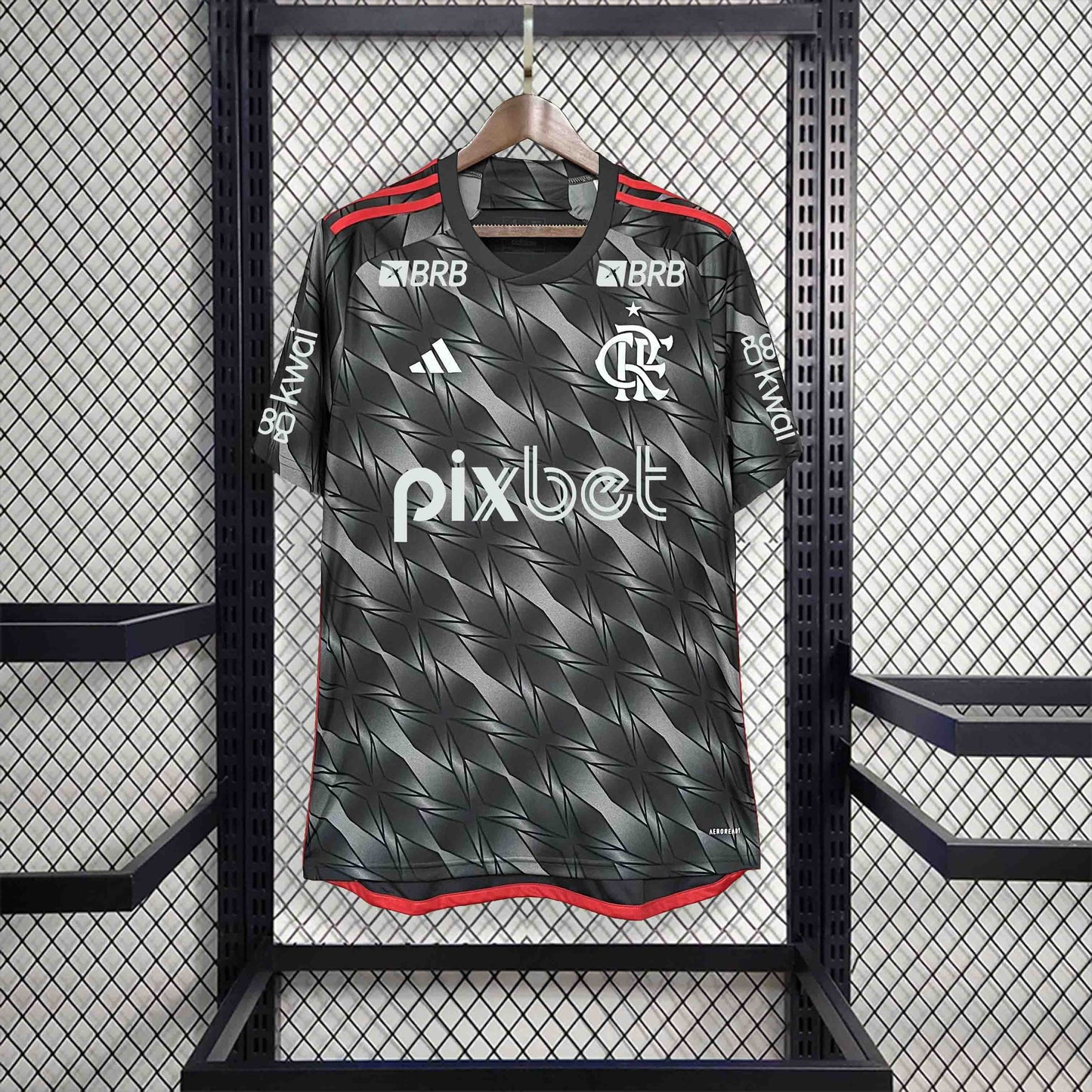 Camisola Flamengo 2024-25 Alternativa Cinzenta Versão Adepto Todos Patrocinadores