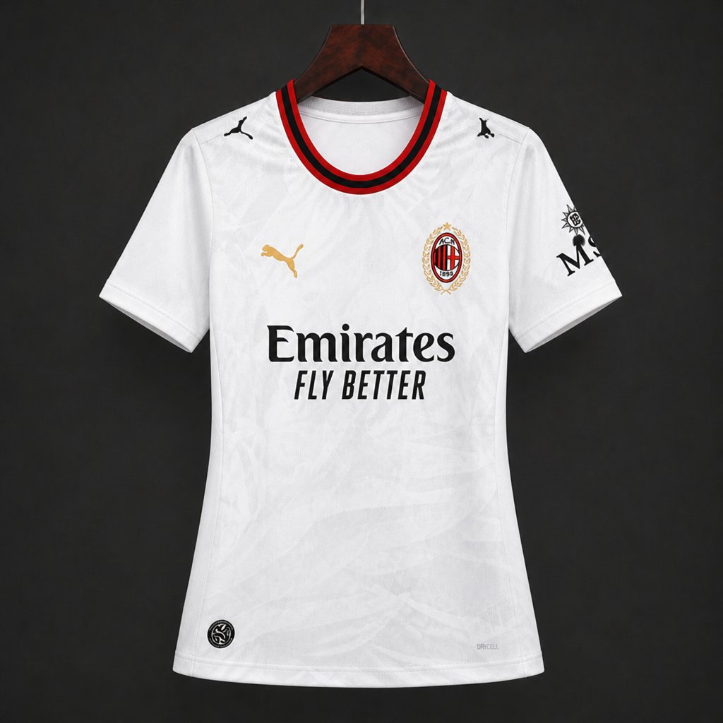 Camisola Ac Milan 2026-27 Alternativa Branca Versão Mulher