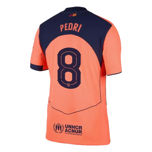Camisola FC Barcelona 2025-26 Alternativa Laranja UCL Versão Adepto PEDRI #8