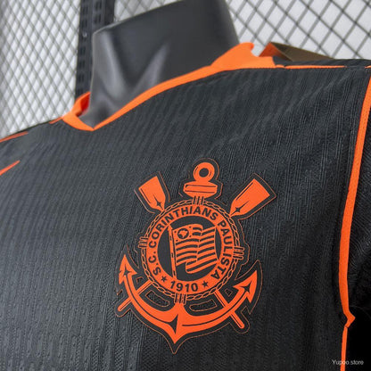 Camisola SC Corinthians 2025-26 Alternativa Preta/Laranja Versão Jogador