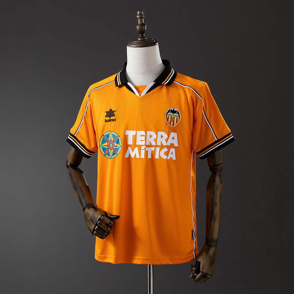Camisola Valencia FC 1999-00 Alternativa Amarela Versão Adepto