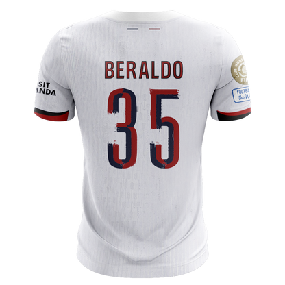 Camisola FC Paris Saint-Germain 2025-26 Alternativa Branca CWC Versão Adepto BERALDO #35