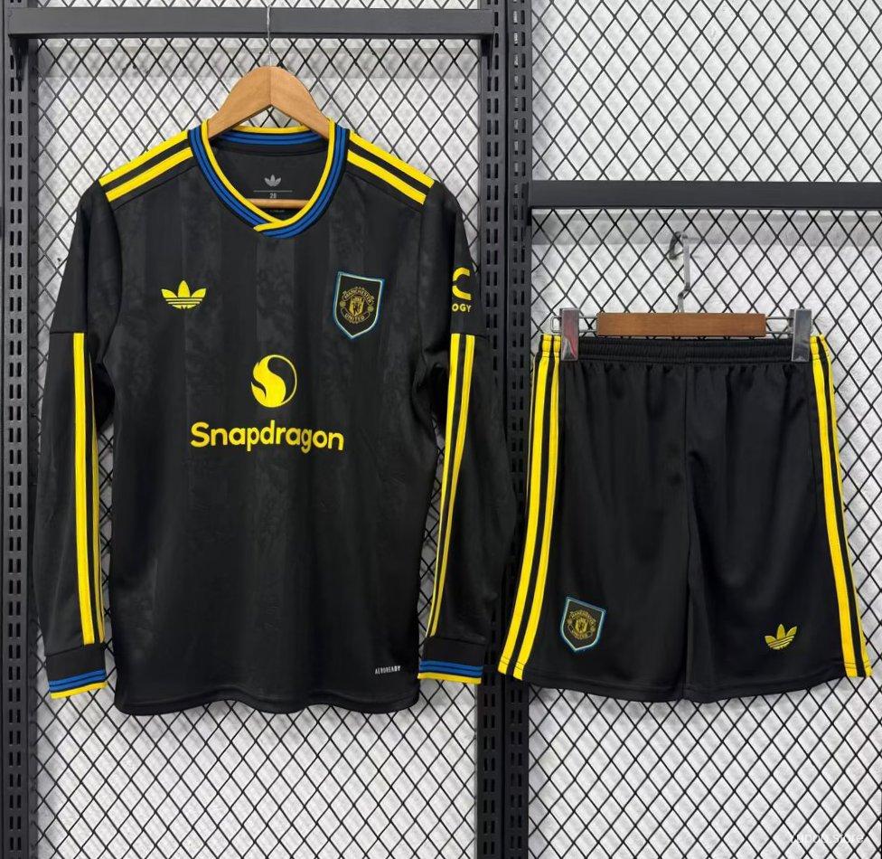 Kit Criança Manga Comprida M-United 2025-26 Alternativo