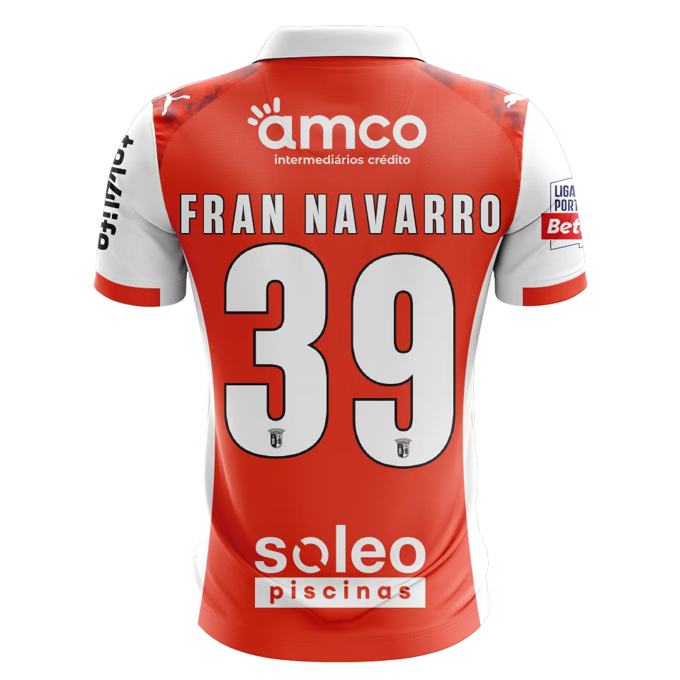 Camisola SC Braga 2025-26 Principal Versão Adepto FRAN NAVARRO #39