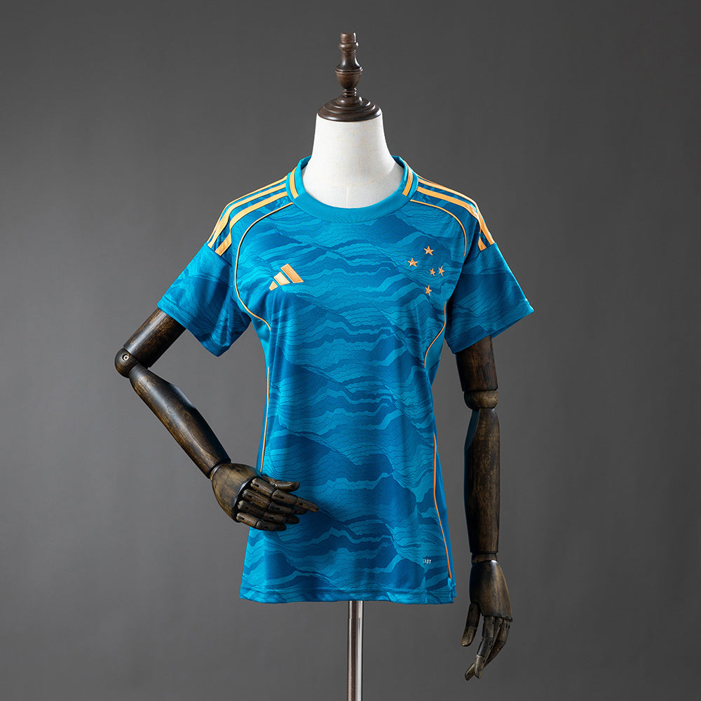 Camisola Cruzeiro EC 2025-26 Alternativa Azul Lisa Versão Mulher