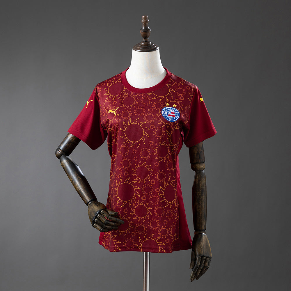 Camisola EC Bahia 2025-26 Alternativa Vermelha Lisa Versão Mulher
