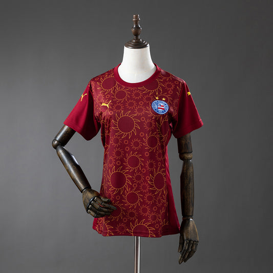 Camisola EC Bahia 2025-26 Alternativa Vermelha Lisa Versão Mulher