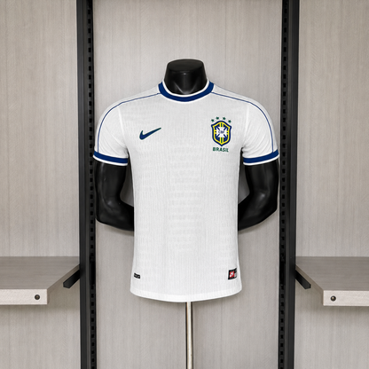 Camisola Brasil 1998 Alternativa Branca Versão Jogador
