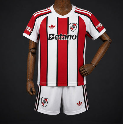 Kit Criança CA River Plate 2026-27 Alternativo Riscas