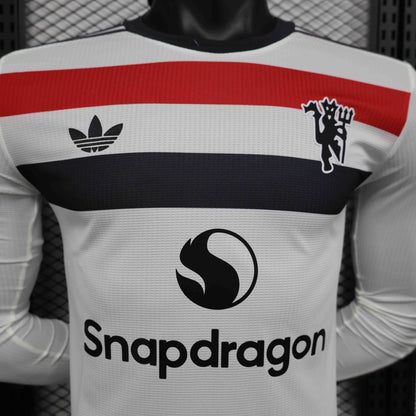 Camisola Manga Comprida M-United 2024-25 Alternativa Branca Versão Jogador