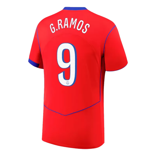 Camisola FC Paris Saint-Germain 2025-26 Alternativa Vermelha Versão Adepto G.RAMOS #9