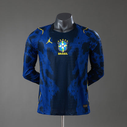 Camisola Manga Comprida Brasil 2026 Alternativa Azul Versão Jogador