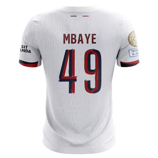 Camisola FC Paris Saint-Germain 2025-26 Alternativa Branca CWC Versão Adepto MBAYE #49