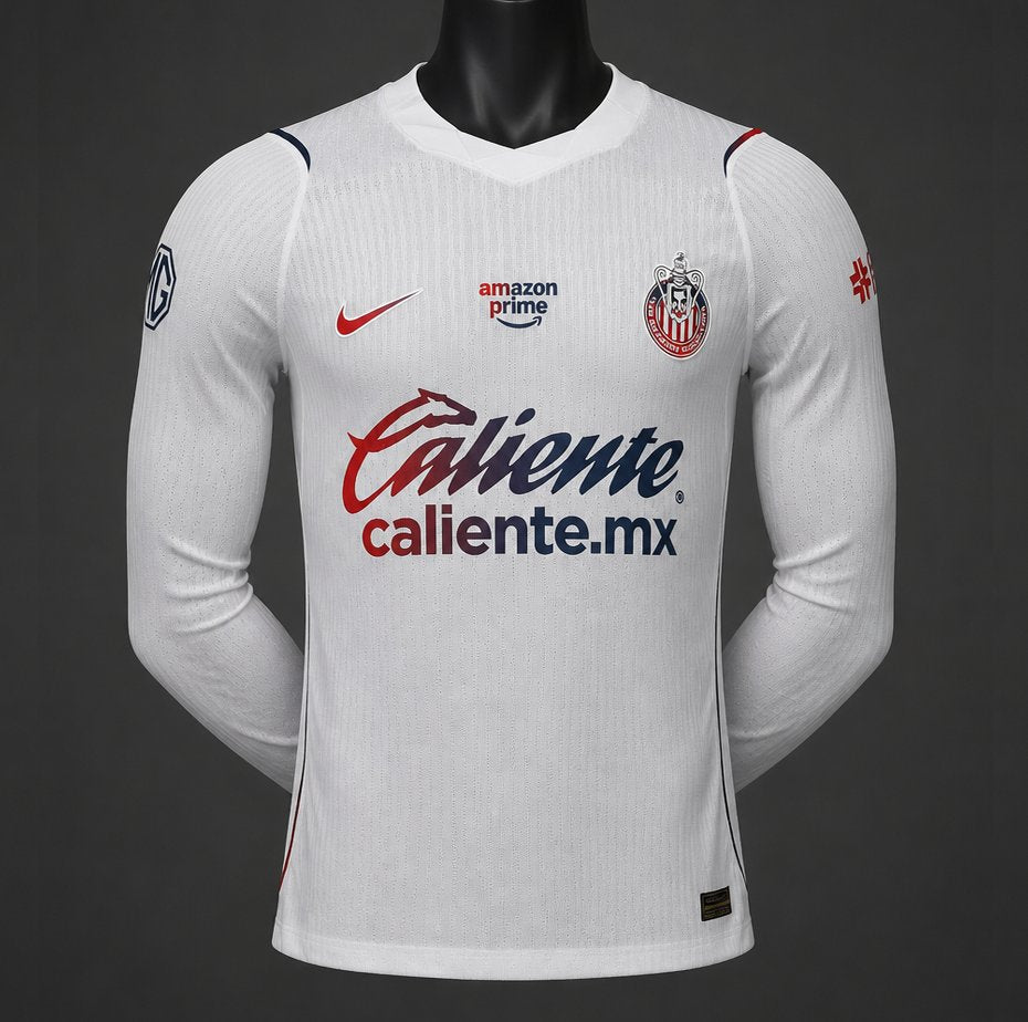 Camisola Manga Comprida CD Chivas 2026-27 Alternativa Branca Versão Jogador