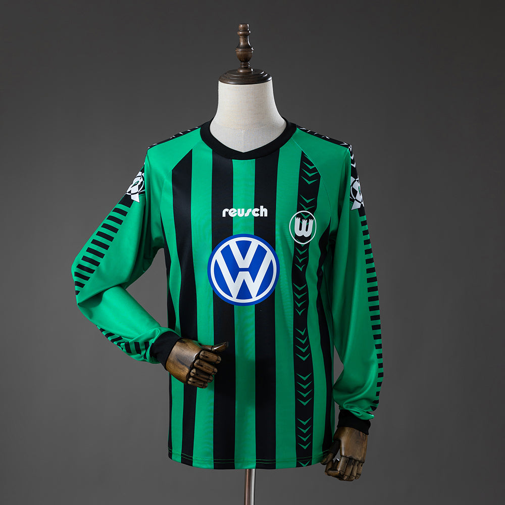 Camisola Manga Comprida VfL Wolfsburg 1995-96 Alternativa Verde Versão Adepto