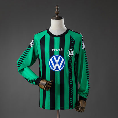 Camisola Manga Comprida VfL Wolfsburg 1995-96 Alternativa Verde Versão Adepto