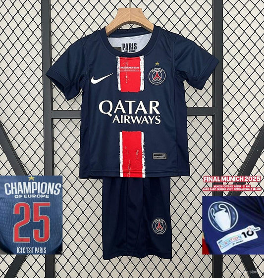 Kit Criança FC Paris Saint-Germain 2024-25 Principal Final UCL-Campeão